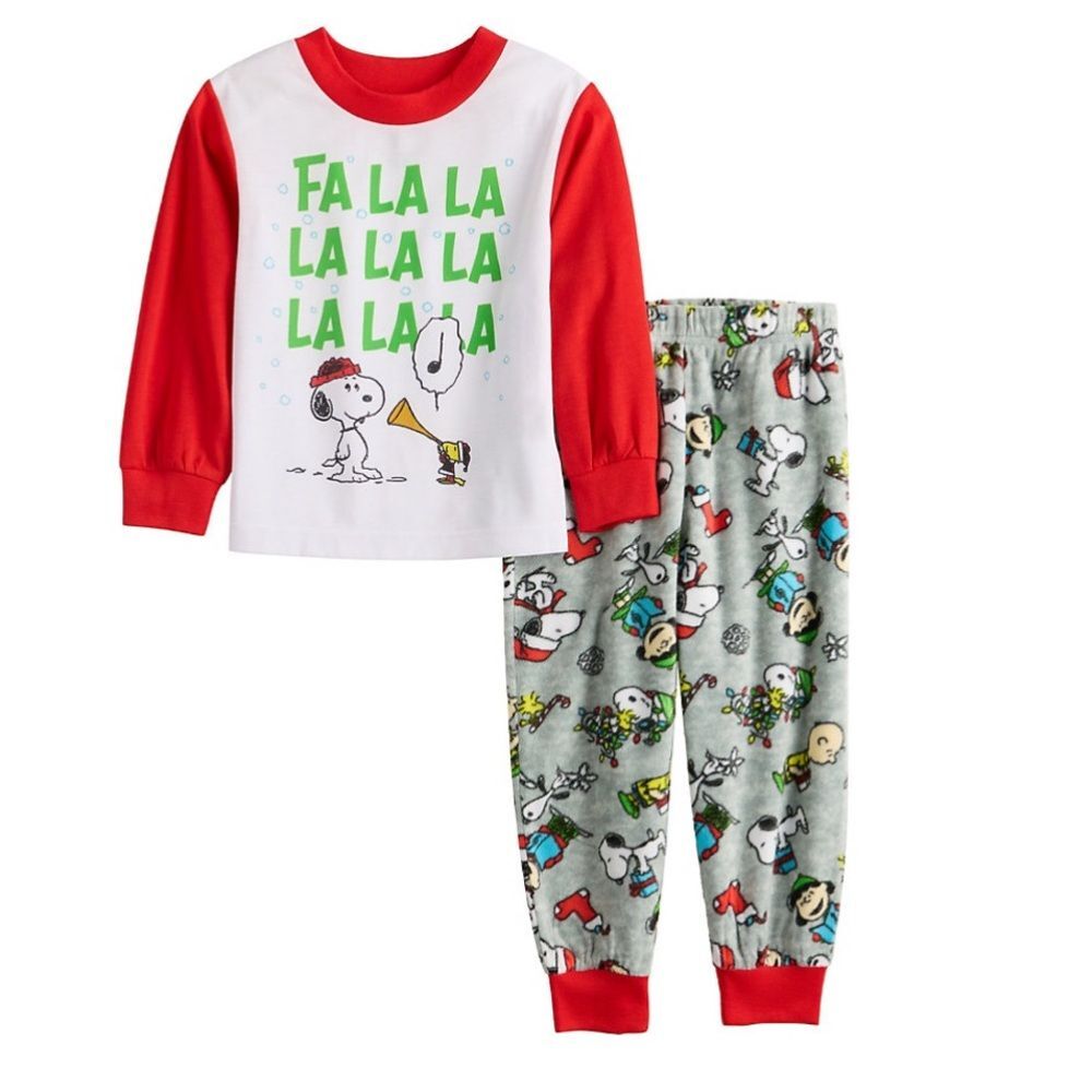 Peanuts Snoopy Christmas Pajamas NEW Size 2T PJ Set Fa La La La Long Sleeve Pant